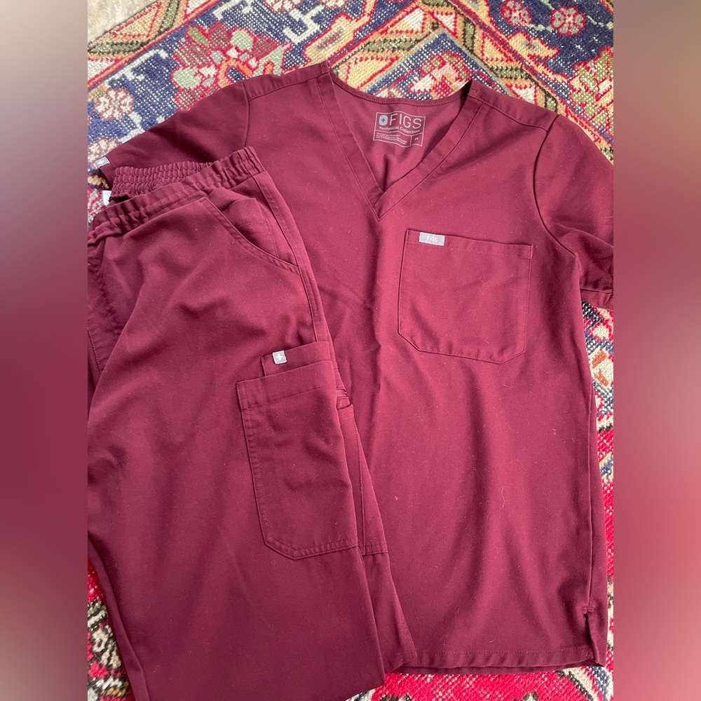 Figs scrubs maroon